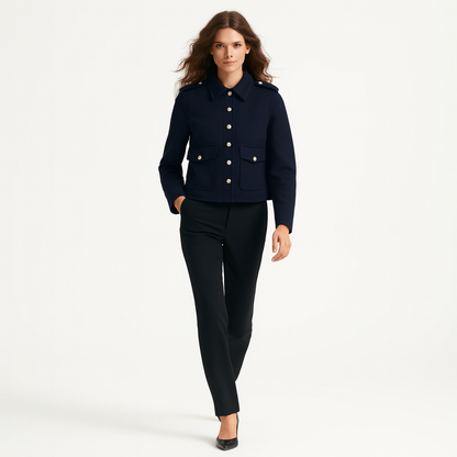 Kort jakke til kvinder | Dekorative skuldredetaljer | Uniforms-inspireret design