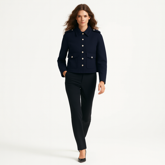 Kort jakke til kvinder | Dekorative skuldredetaljer | Uniforms-inspireret design