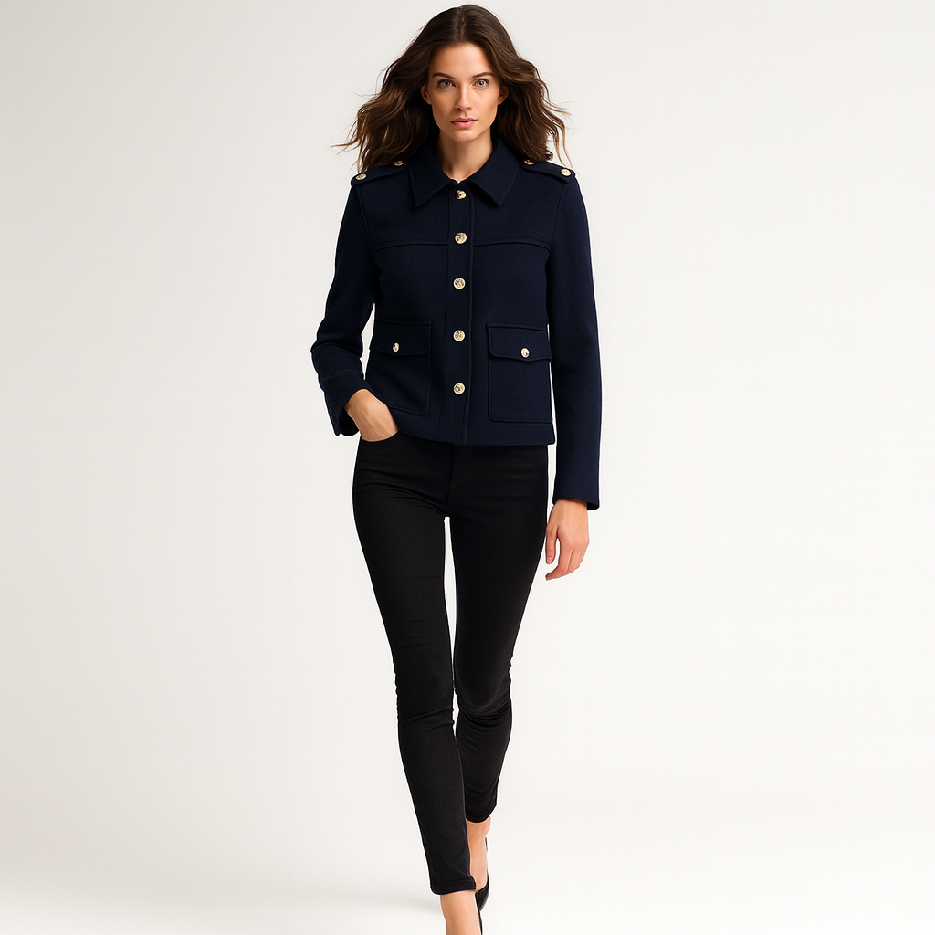 Kort jakke til kvinder | Dekorative skuldredetaljer | Uniforms-inspireret design