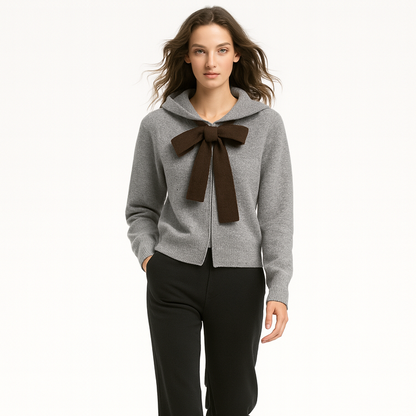 Hoodie-cardigan til kvinder | Dekorativ knude | Afslappet fit