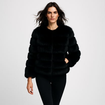 Kort faux fur jakke til kvinder | Varm vinterjakke | Elegant luksusdesign