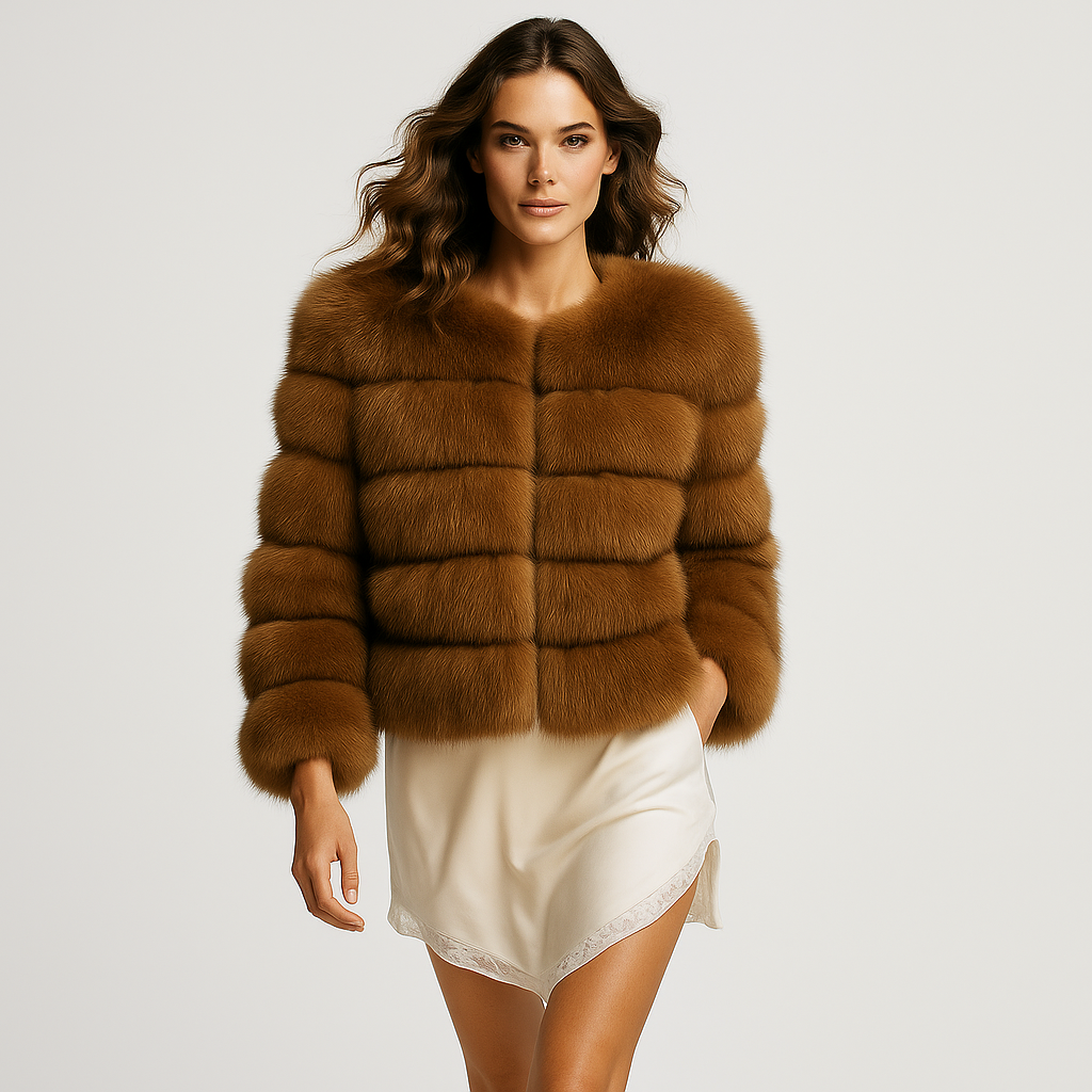 Kort faux fur jakke til kvinder | Varm vinterjakke | Elegant luksusdesign