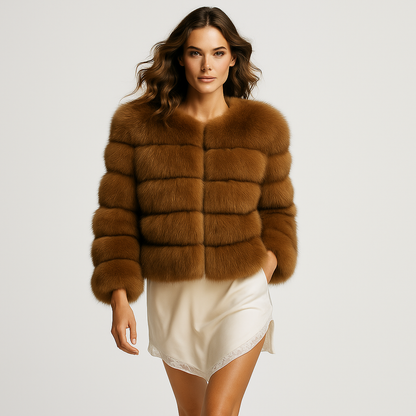Kort faux fur jakke til kvinder | Varm vinterjakke | Elegant luksusdesign