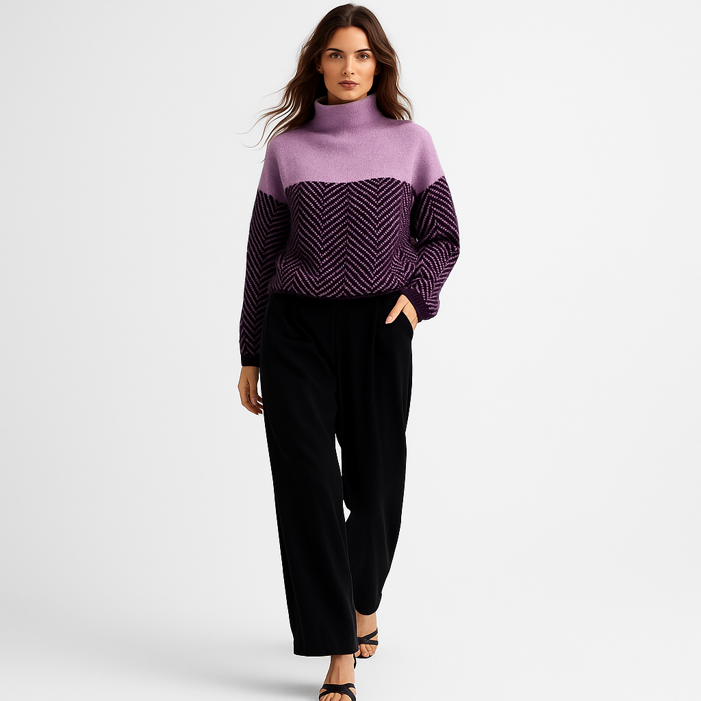 Varm Rullekrave Striktrøje til Kvinder | Tyk Strik med Løst Snit