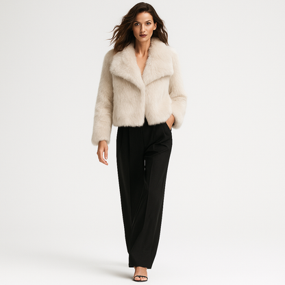 Varm plysjakke til kvinder | Blød faux fur frakke | Elegant vinterjakke