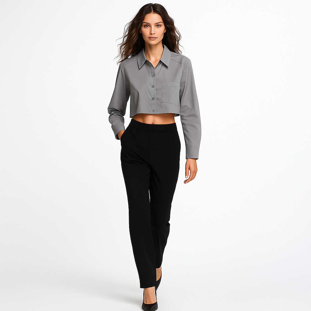 Kort Skjorte til Kvinder Brystlomme | Langærmet | Business Bluse