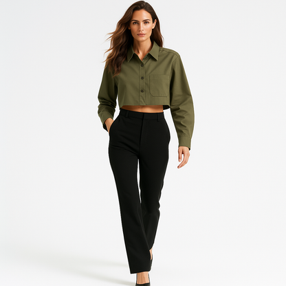 Kort Skjorte til Kvinder Brystlomme | Langærmet | Business Bluse