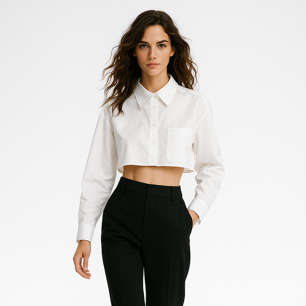 Kort Skjorte til Kvinder Brystlomme | Langærmet | Business Bluse