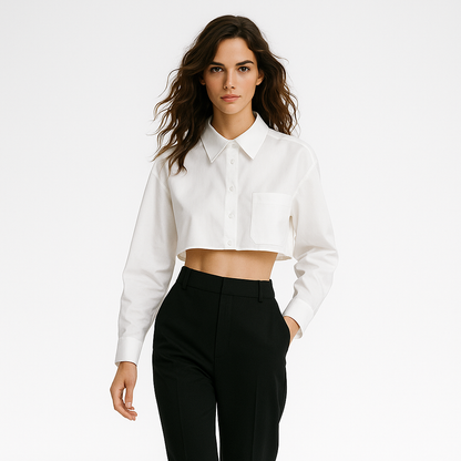 Kort Skjorte til Kvinder Brystlomme | Langærmet | Business Bluse
