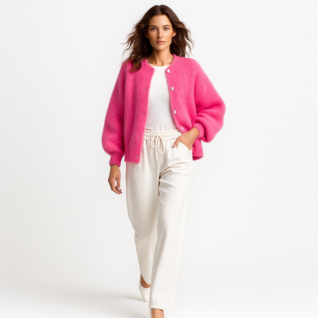 Kvinders strikcardigan | Løs pasform | Rund hals | Blød strikkvalitet