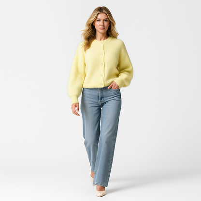 Kvinders strikcardigan | Løs pasform | Rund hals | Blød strikkvalitet