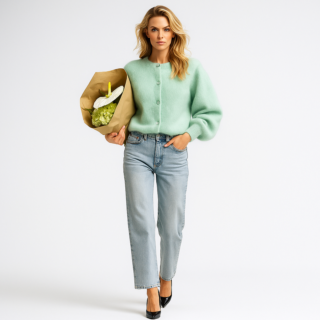 Kvinders strikcardigan | Løs pasform | Rund hals | Blød strikkvalitet