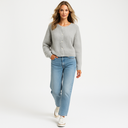 Kvinders strikcardigan | Løs pasform | Rund hals | Blød strikkvalitet