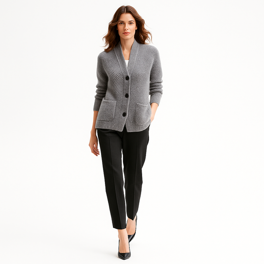 Kvinders cardigan | Tyk krave | Løs pasform | Varm strikkvalitet