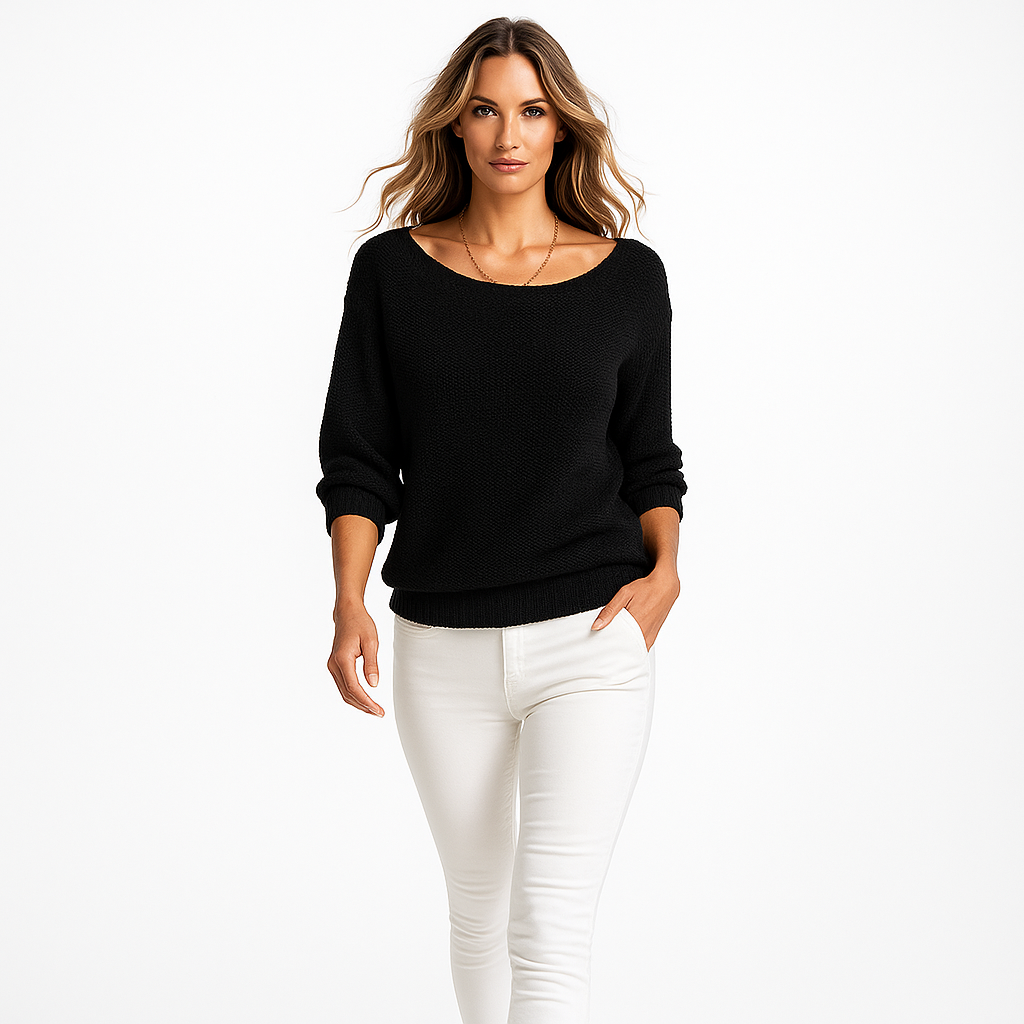 Kvinders strikbluse | 3/4 ærmer | Afslappet pasform | Let og åndbar kvalitet