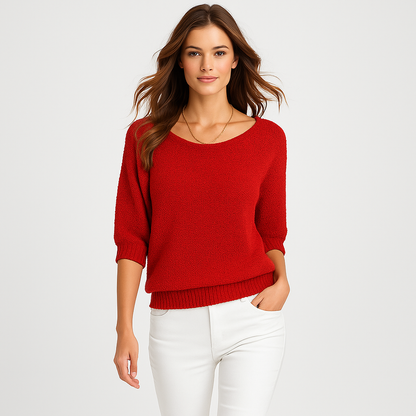 Kvinders strikbluse | 3/4 ærmer | Afslappet pasform | Let og åndbar kvalitet