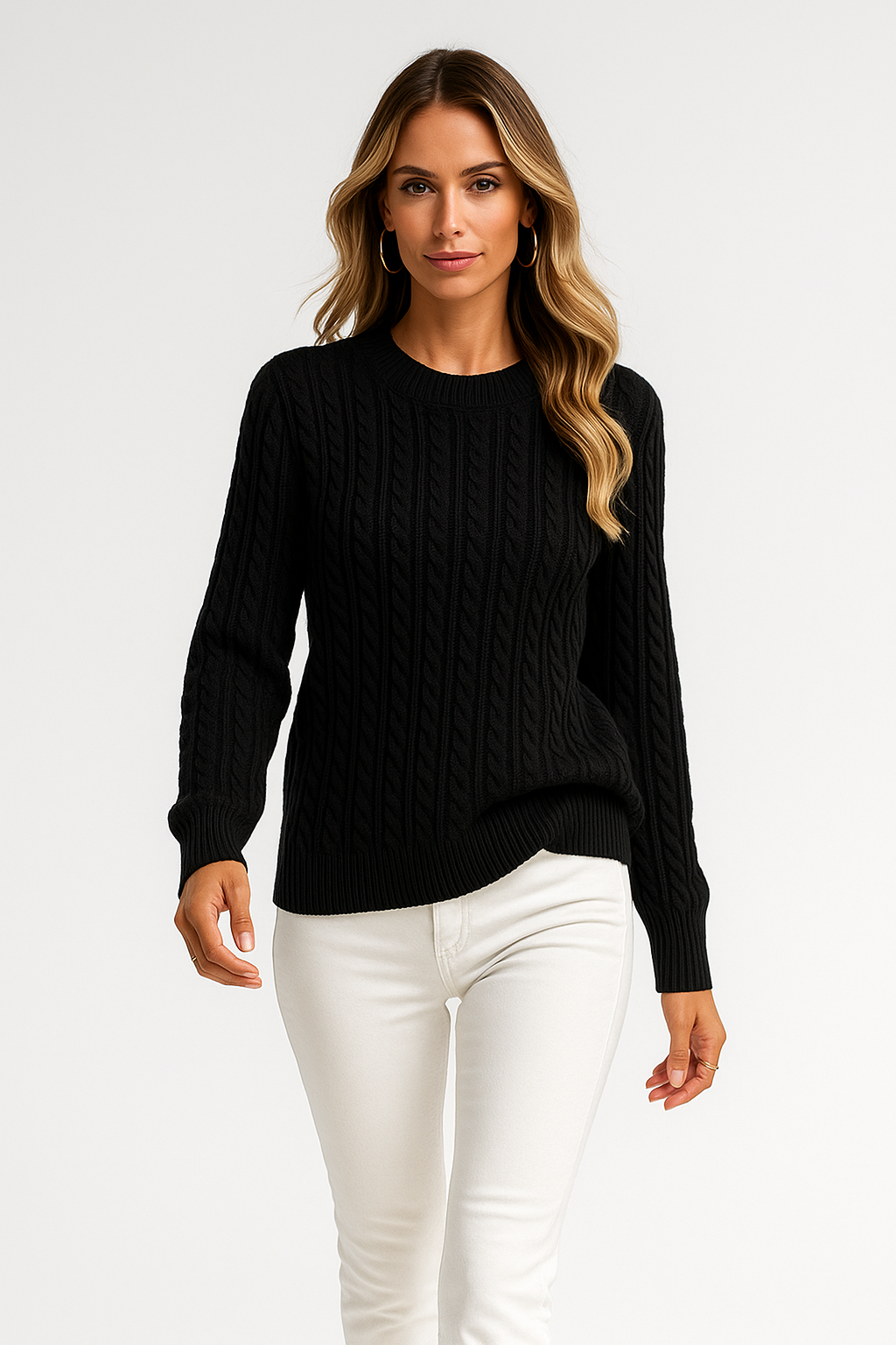 Kvinders kabelstriktrøje | Klassisk design | Blød struktur | Komfortabel pasform
