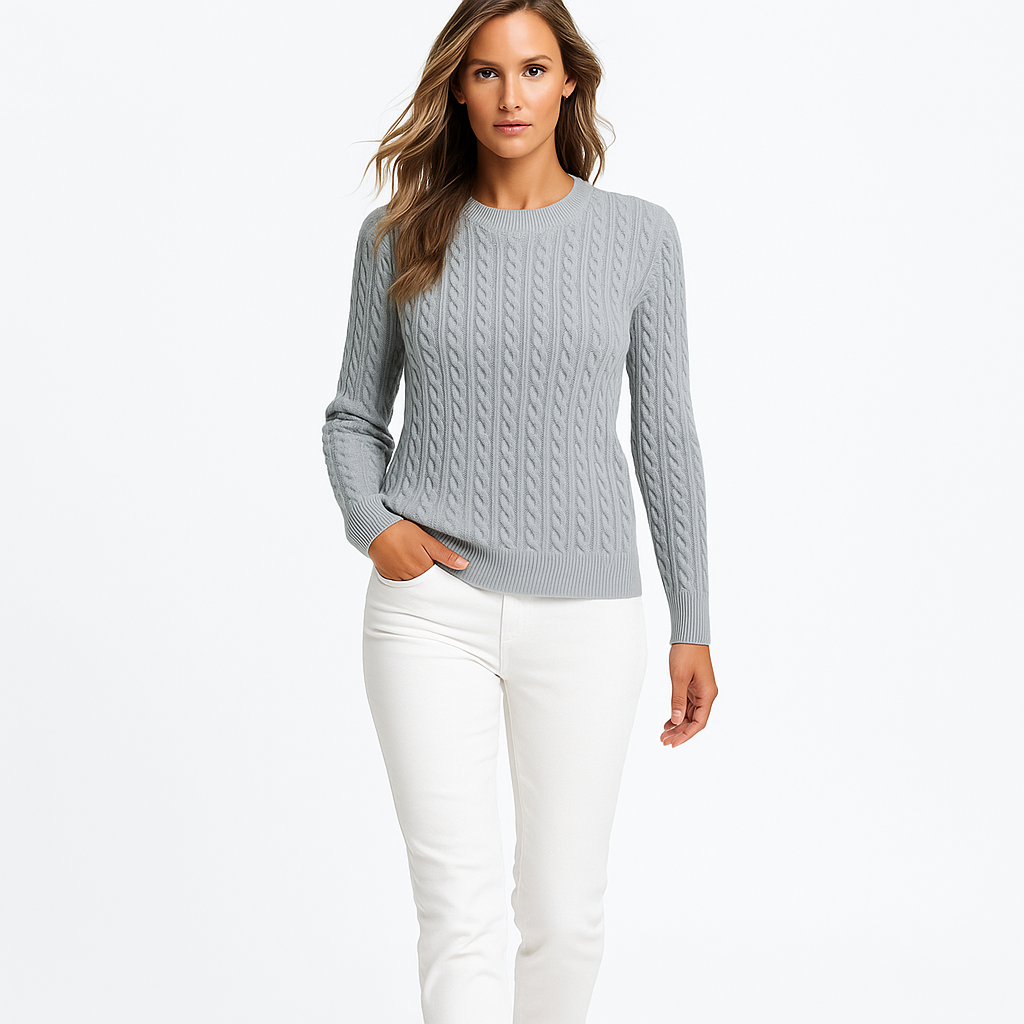 Kvinders kabelstriktrøje | Klassisk design | Blød struktur | Komfortabel pasform
