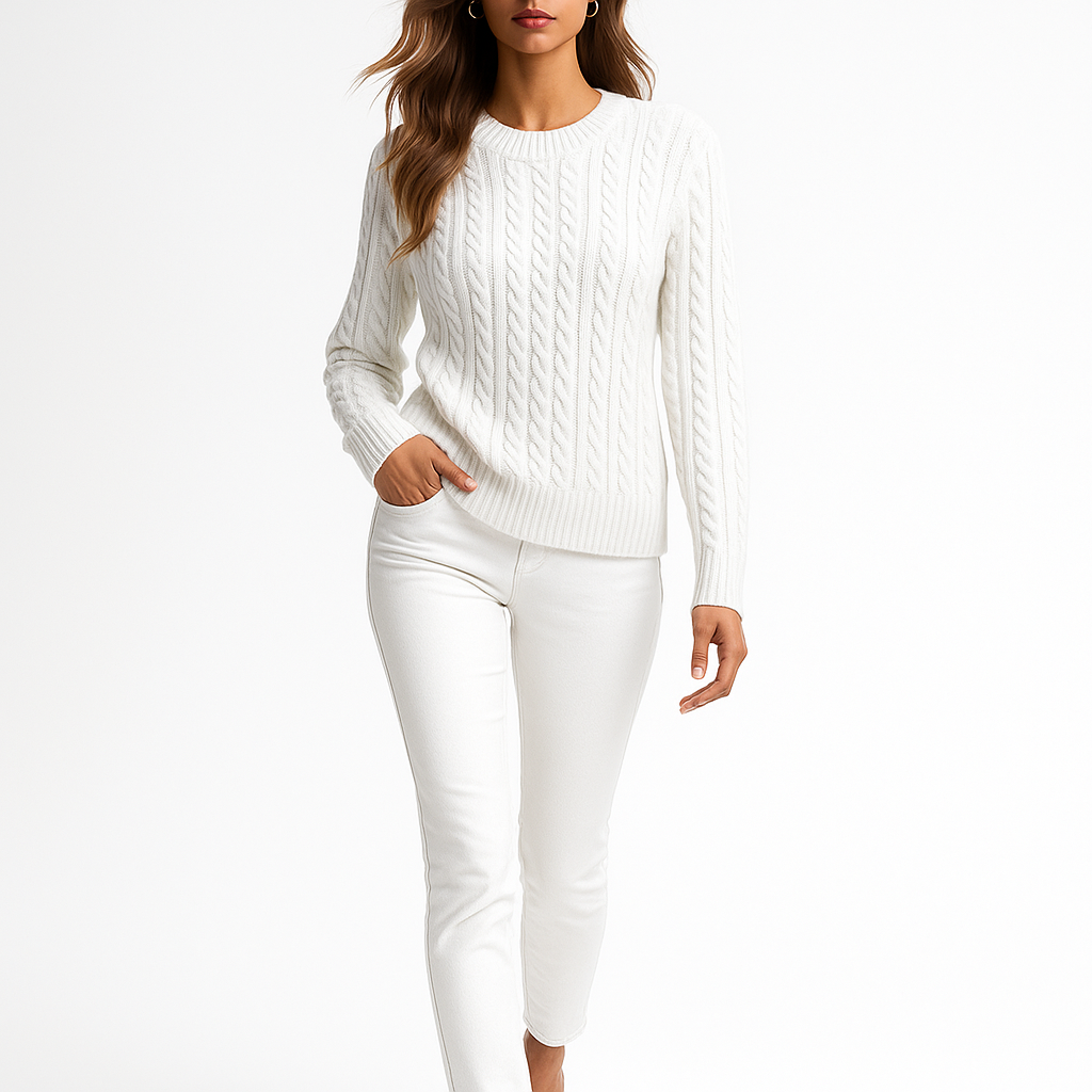Kvinders kabelstriktrøje | Klassisk design | Blød struktur | Komfortabel pasform