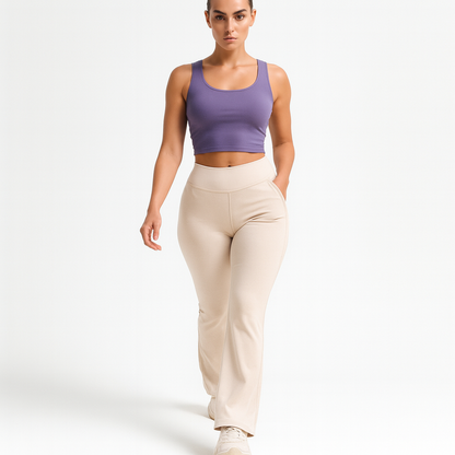 Dame Yoga Bukser med Høj Talje | Bootcut Design | Komfortabelt Stræk | Til Træning & Hverdag