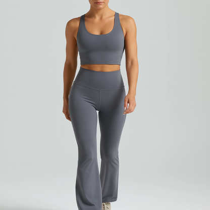 Dame Yoga Bukser med Høj Talje | Bootcut Design | Komfortabelt Stræk | Til Træning & Hverdag