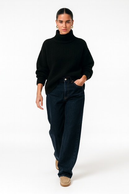 Dame Jeans med Stjerneprint | Løs Pasform | Lav Talje | Vintage Y2K Denim Bukser