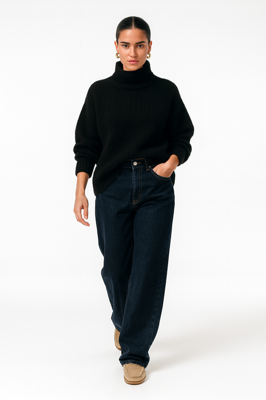 Dame Jeans med Stjerneprint | Løs Pasform | Lav Talje | Vintage Y2K Denim Bukser