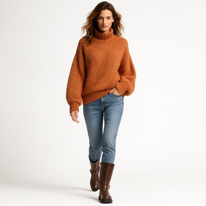 Løs Striktrøje til Kvinder | Blød Rullekrave | Moderne Oversized Pasform