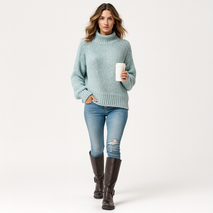 Løs Striktrøje til Kvinder | Blød Rullekrave | Moderne Oversized Pasform