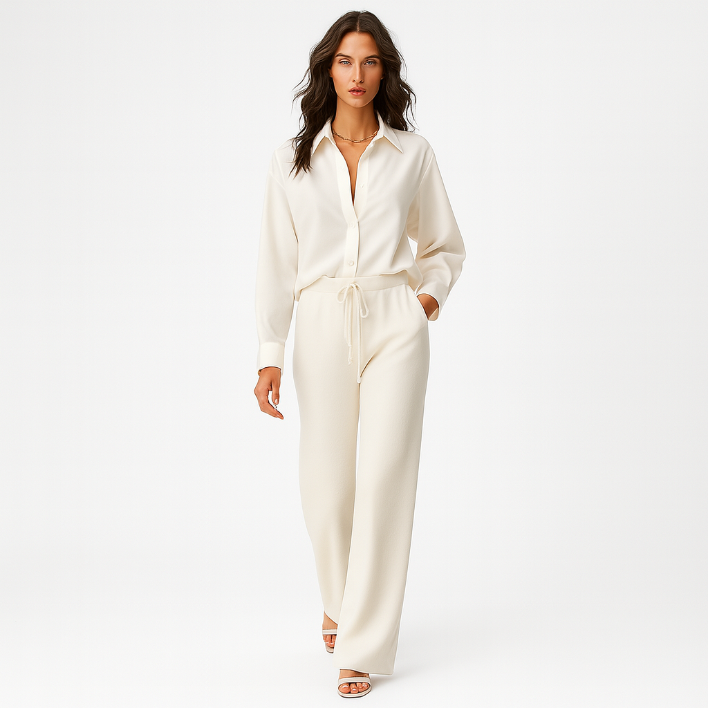 Dame bukser i blød strik | Lige ben | Komfortabelt efterårsdesign