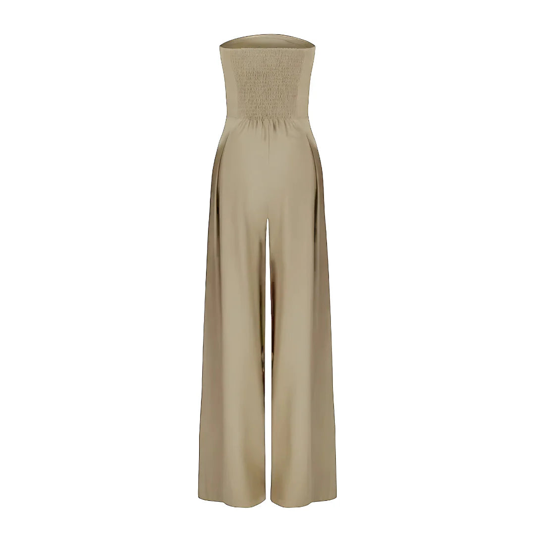 Stropløs Jumpsuit med Brede Ben – Flatterende Silhuet | Formelt Udtryk | Praktiske Lommer | Elegant til Arbejde og Events