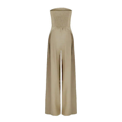 Stropløs Jumpsuit med Brede Ben – Flatterende Silhuet | Formelt Udtryk | Praktiske Lommer | Elegant til Arbejde og Events