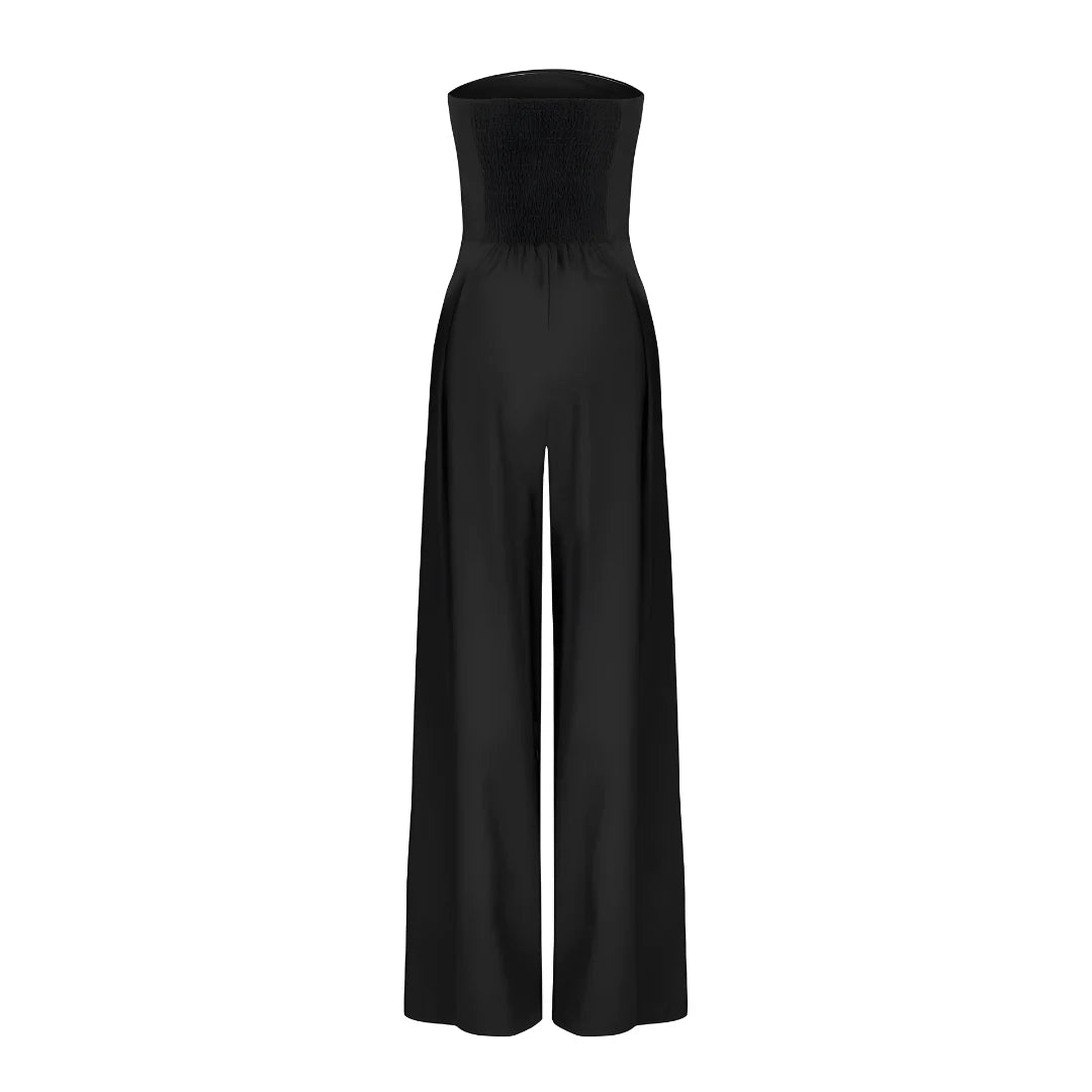 Stropløs Jumpsuit med Brede Ben – Flatterende Silhuet | Formelt Udtryk | Praktiske Lommer | Elegant til Arbejde og Events