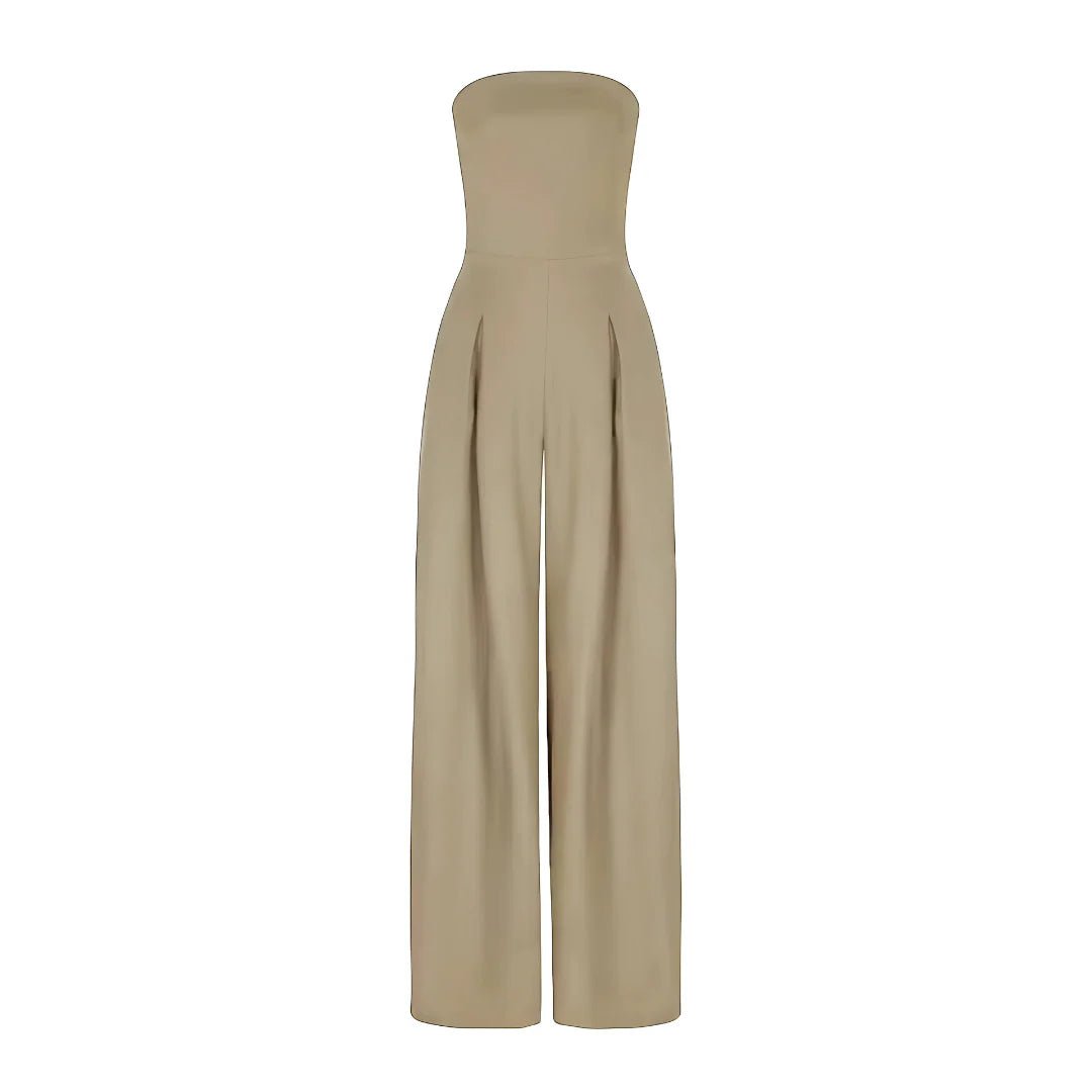Stropløs Jumpsuit med Brede Ben – Flatterende Silhuet | Formelt Udtryk | Praktiske Lommer | Elegant til Arbejde og Events