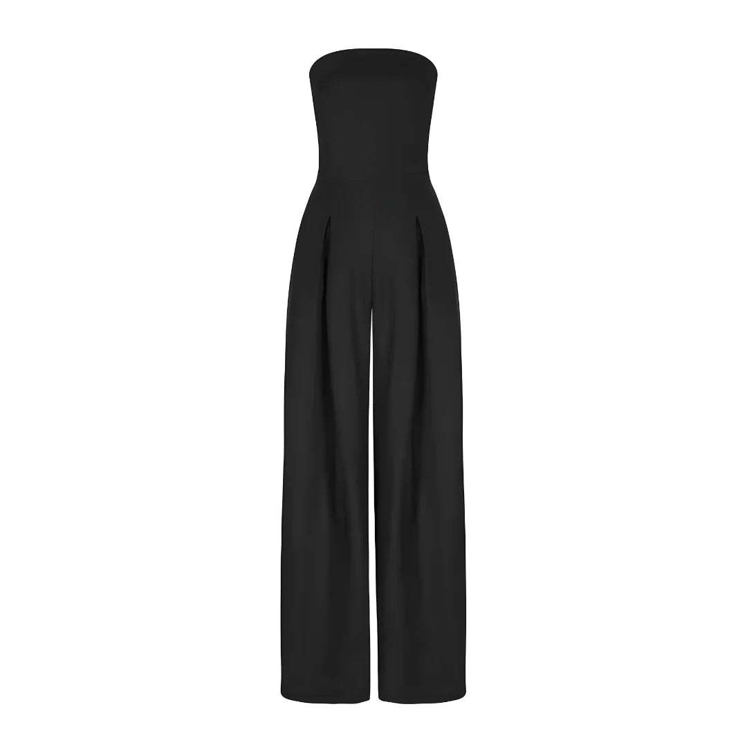 Stropløs Jumpsuit med Brede Ben – Flatterende Silhuet | Formelt Udtryk | Praktiske Lommer | Elegant til Arbejde og Events