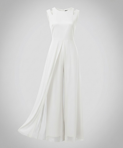 Elegant ærmeløs dame jumpsuit | Flatterende snit med vide ben