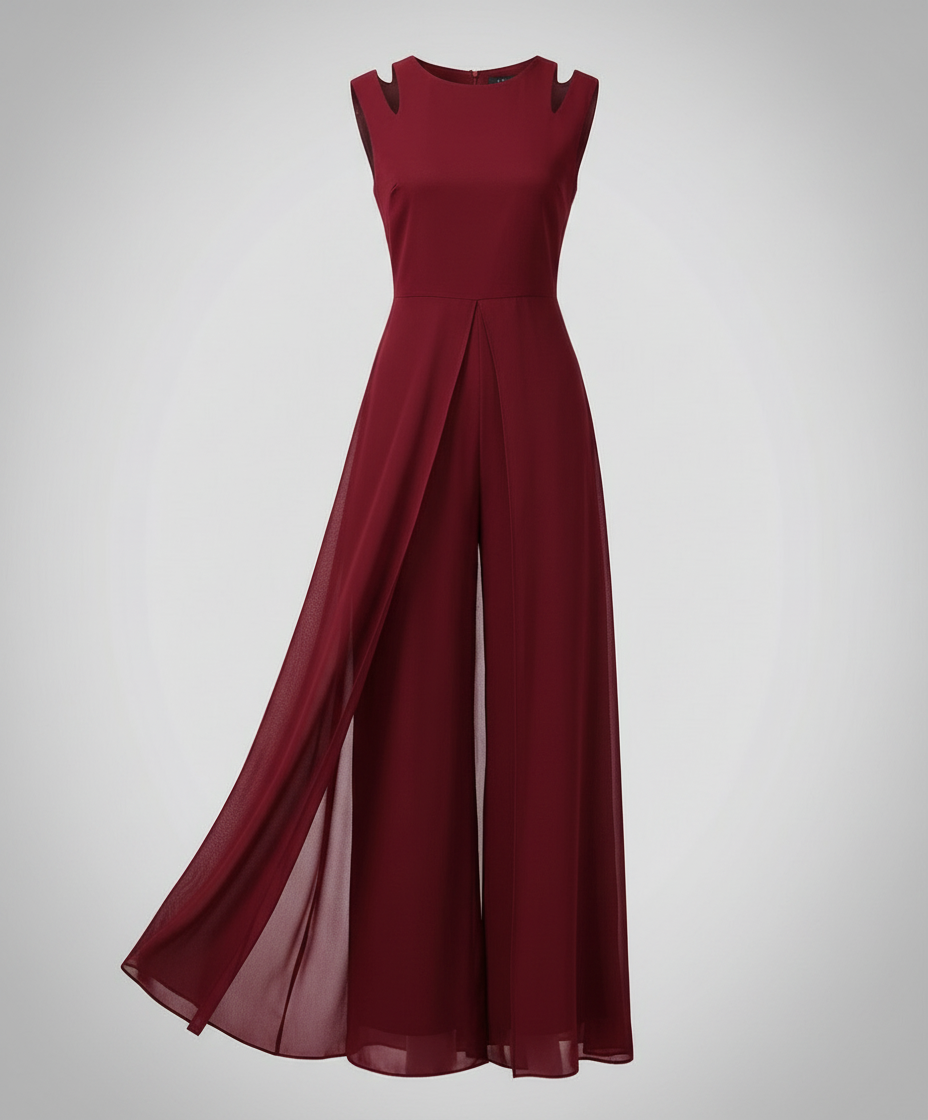 Elegant ærmeløs dame jumpsuit | Flatterende snit med vide ben