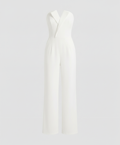 Ærmeløs jumpsuit med V-udskæring | Elegant snit med flatterende silhuet
