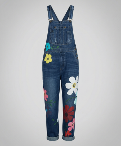 Ærmeløs denim jumpsuit til kvinder | Afslappet pasform med dekorative detaljer