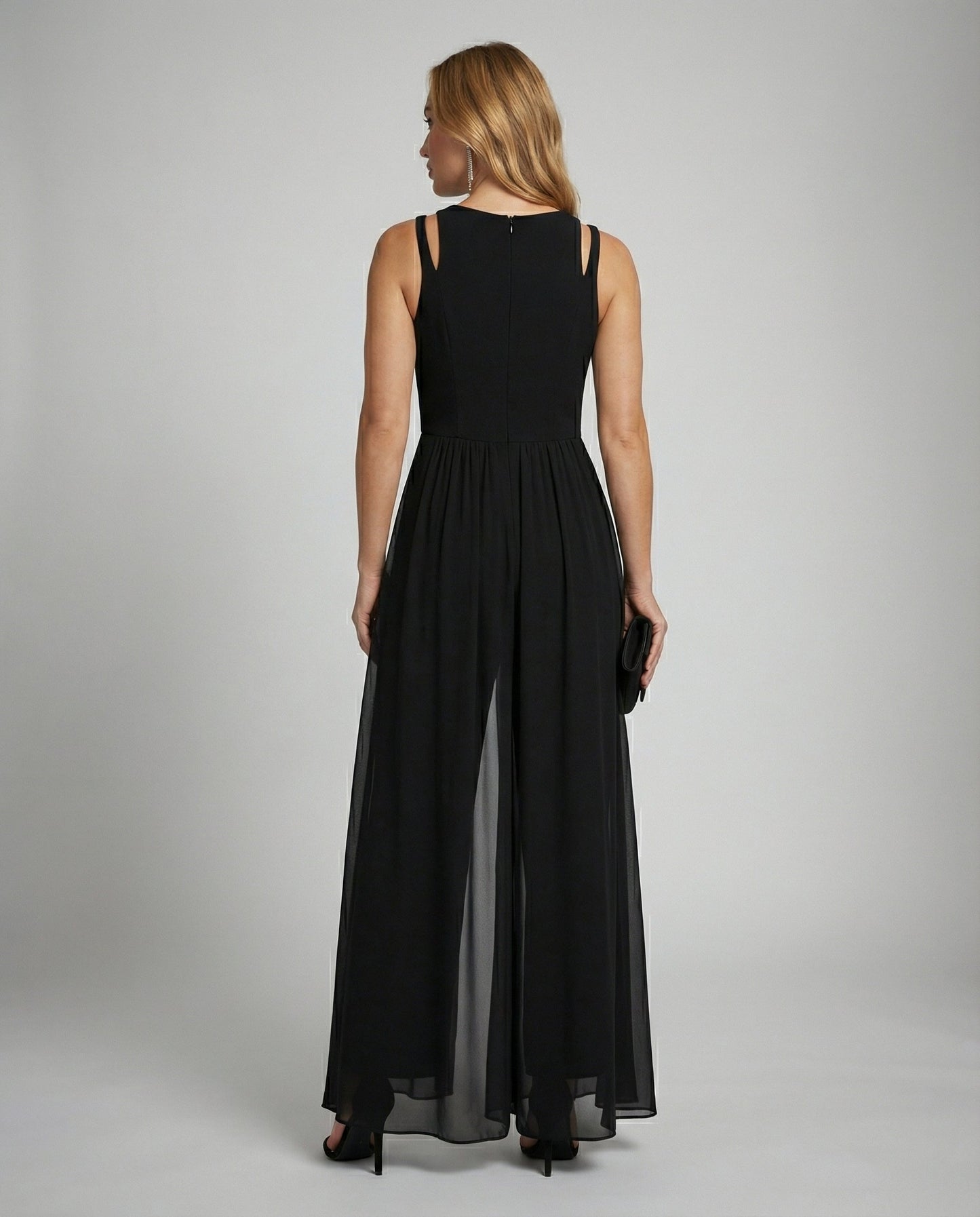 Elegant ærmeløs dame jumpsuit | Flatterende snit med vide ben