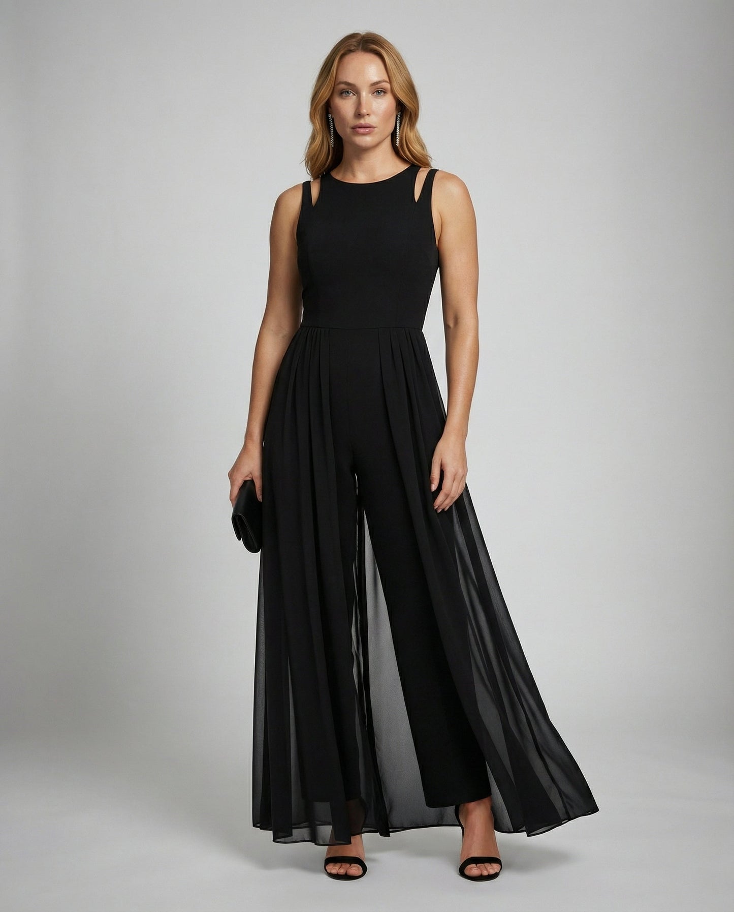 Elegant ærmeløs dame jumpsuit | Flatterende snit med vide ben