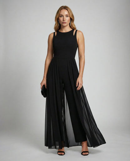 Elegant ærmeløs dame jumpsuit | Flatterende snit med vide ben