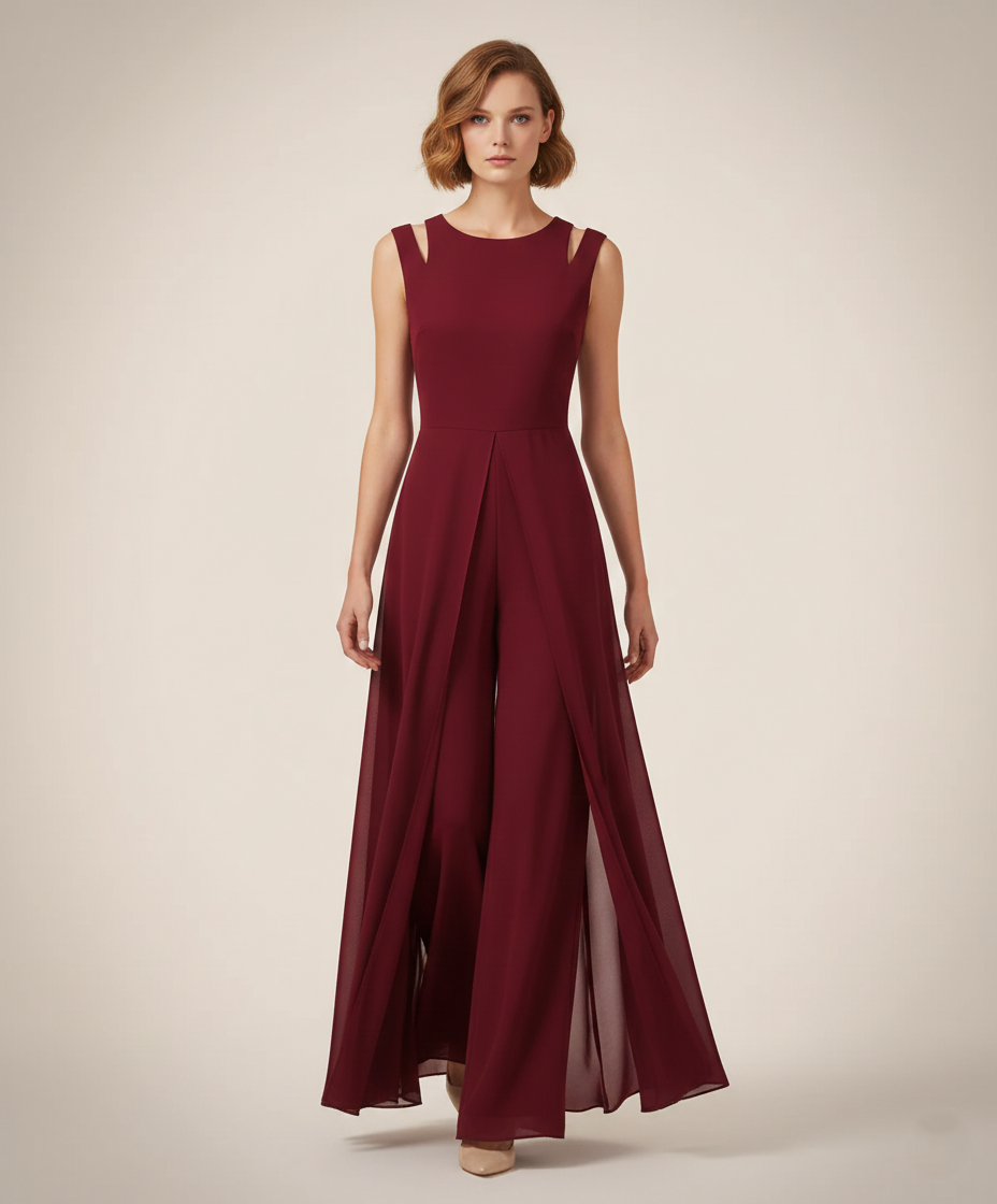 Elegant ærmeløs dame jumpsuit | Flatterende snit med vide ben