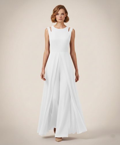 Elegant ærmeløs dame jumpsuit | Flatterende snit med vide ben