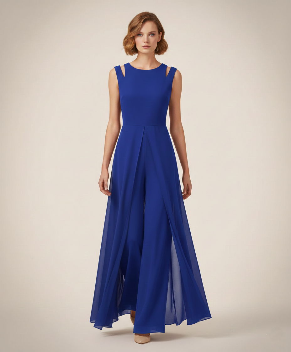 Elegant ærmeløs dame jumpsuit | Flatterende snit med vide ben