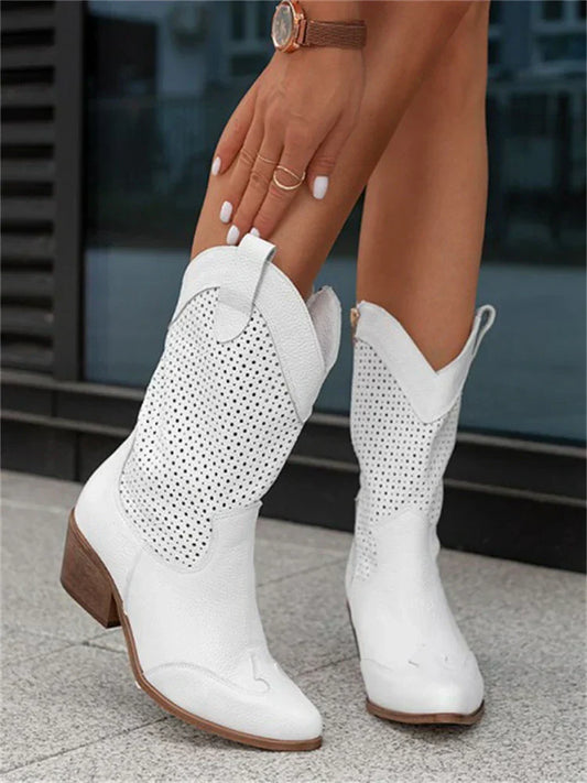 Dame Cowboy Støvler med Lynlås | Åndbart Design | Trendy & Komfortabel Pasform