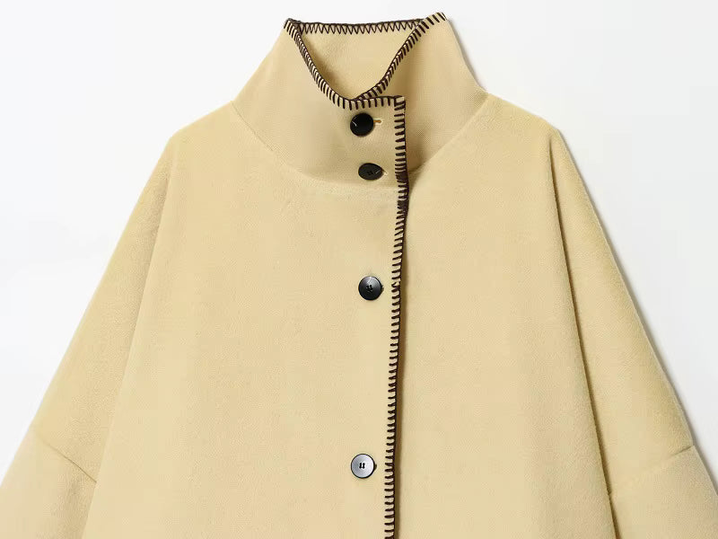 Jakke i kunstuld med høj krave | Elegant løs vinterjakke til kvinder