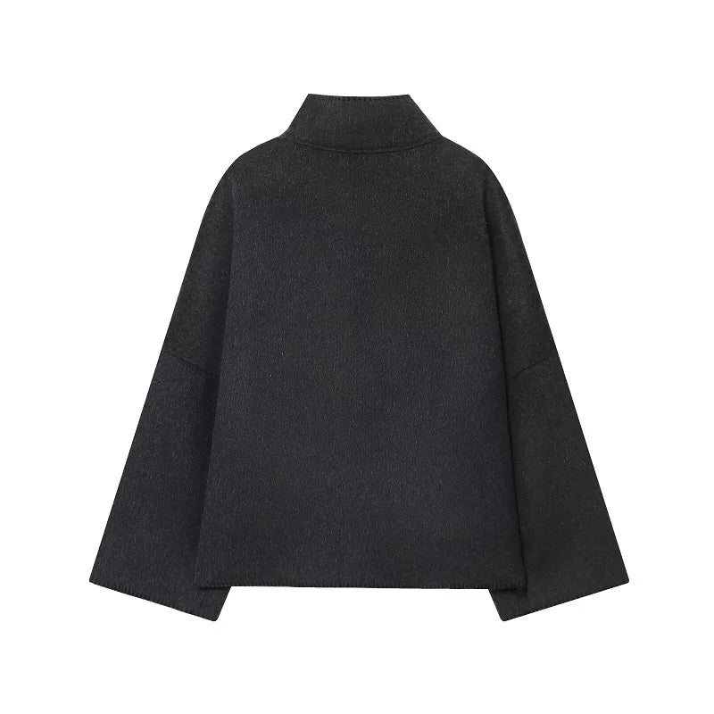 Jakke i kunstuld med høj krave | Elegant løs vinterjakke til kvinder