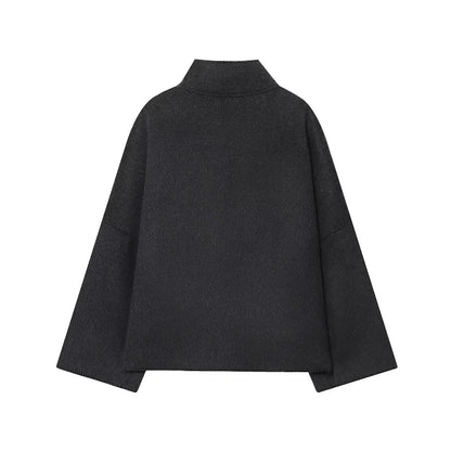 Jakke i kunstuld med høj krave | Elegant løs vinterjakke til kvinder