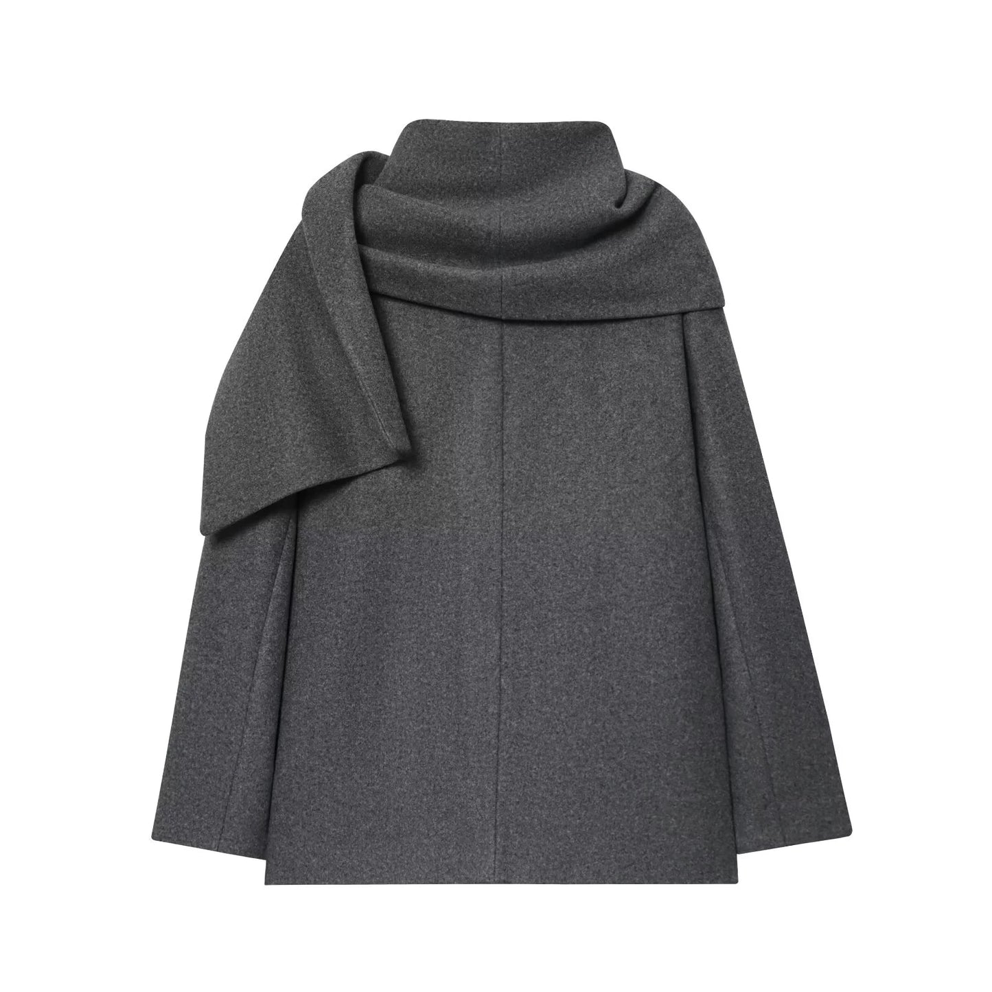 Elegant jakke med integreret sjal og tidløs, minimalistisk silhuet